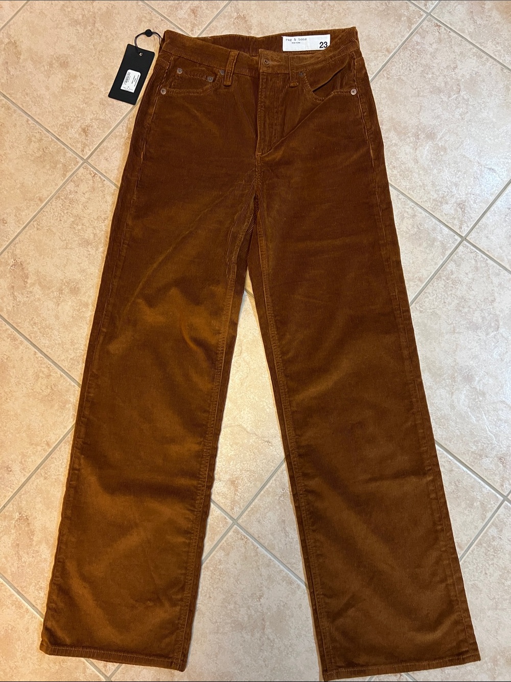 rag & bone Corduroy Wide-Leg Pants in Chestnut Brown